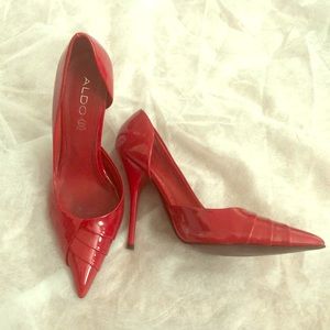 ALDO cherry Red Stiletto Leather Heels